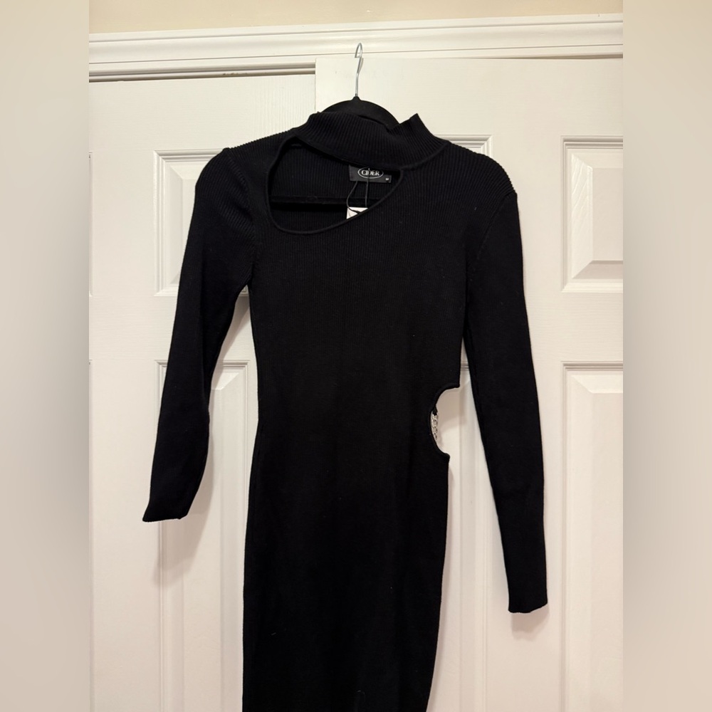 Cider Elegant Black Cut-Out Dress